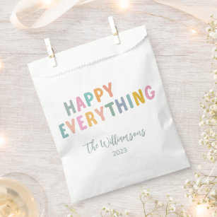 Cute Colourful Typography Happy Everything Custom Favour Bags