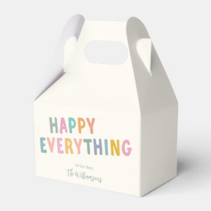 Cute Colourful Typography Happy Everything Folded Favour Box