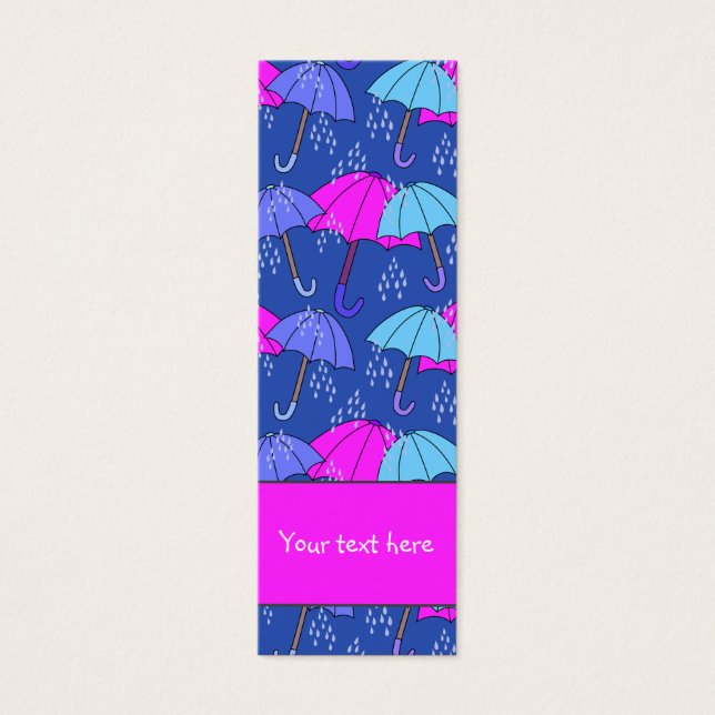 Cute colourful umbrella and raindrops Bookmark (Front)