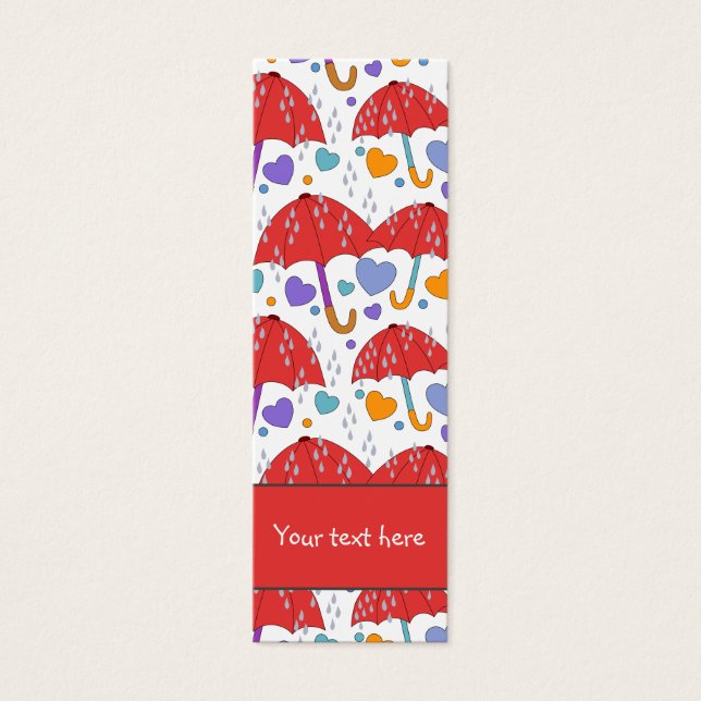 Cute colourful umbrella heart and raindrop Bookmar (Front)