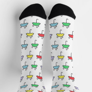 Cute Colourful Umbrellas and Raindrops Pattern Socks
