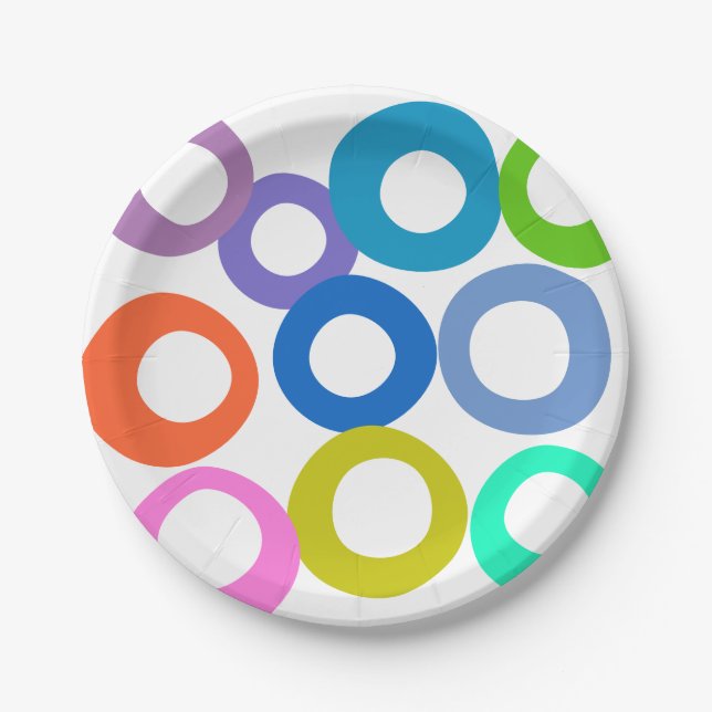 Cute colourful  uneven circle patterns paper plate (Front)