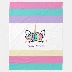 Cute Colourful Unicorn  Fleece Blanket