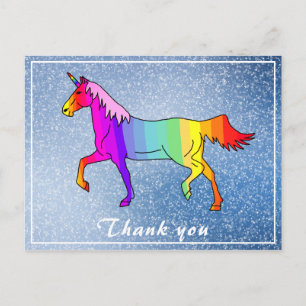 Cute Colourful Unicorn Girl Birthday Thank you Postcard