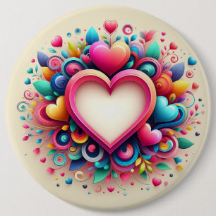 Cute Colourful Valentine's Day heart 6 Cm Round Badge