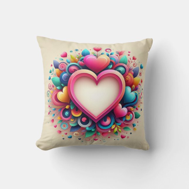 Cute Colourful Valentine's Day heart Cushion (Front)