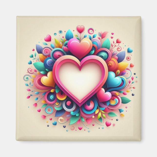 Cute Colourful Valentine's Day heart Magnet (Front)