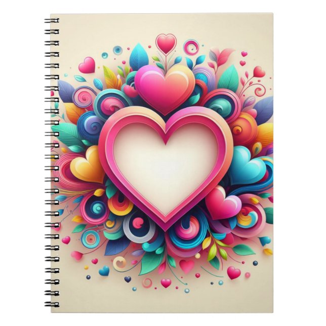 Cute Colourful Valentine's Day heart Notebook (Front)
