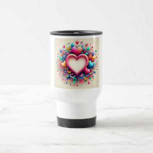Cute Colourful Valentine's Day heart Travel Mug