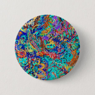 Cute colourful vintage floral 6 cm round badge