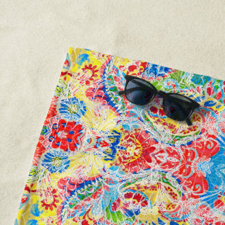 Cute colourful vintage floral beach towel