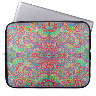 Cute colourful vintage floral design laptop sleeve