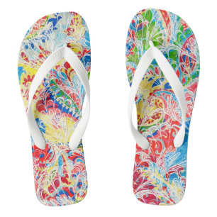 Cute colourful vintage floral jandals