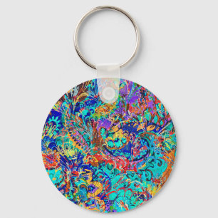 Cute colourful vintage floral key ring