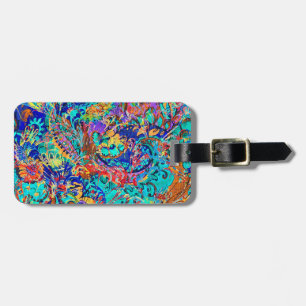 Cute colourful vintage floral pattern luggage tag