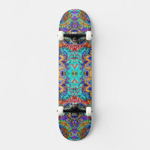 Cute colourful vintage floral pattern skateboard