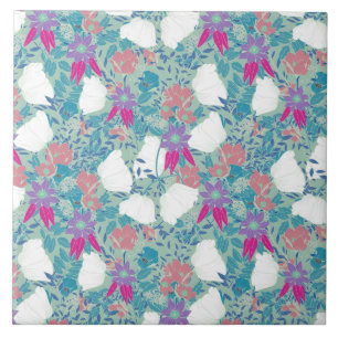 Cute colourful vintage floral pattern tile