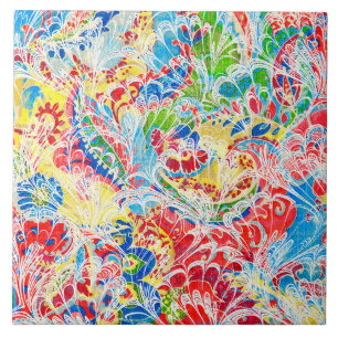 Cute colourful vintage floral tile