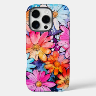 Cute Colourful Vintage Flower Art iPhone 16 Pro Case