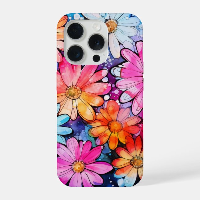 Cute Colourful Vintage Flower Art iPhone Case (Back)