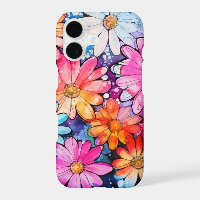 Cute Colourful Vintage Flower Art iPhone Case (Back)