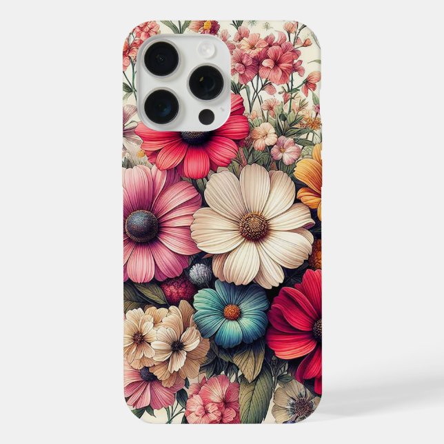 Cute Colourful Vintage Flower Collage iPhone Case (Back)
