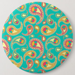 Cute colourful vintage paisley pattern 6 cm round badge