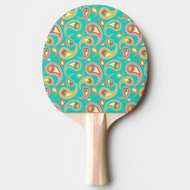 Cute colourful vintage paisley pattern ping pong paddle (Front)