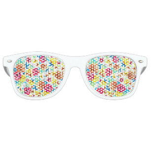 Cute colourful vintage roses patterns retro sunglasses