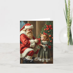 Cute Colourful Vintage Rustic Merry Christmas Tree Holiday Card
