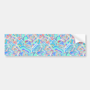 Cute colourful vintage swirl flowers bumper sticker