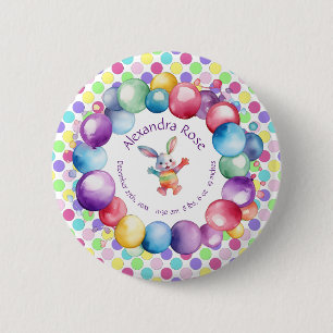 Cute Colourful Watercolor Bunny and Polka Dots 6 Cm Round Badge