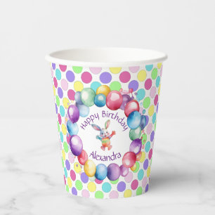 Cute Colourful Watercolor Bunny and Polka Dots Paper Cups