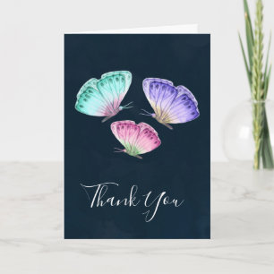 Cute Colourful Watercolor Butterflies Thank You Card