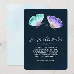 Cute Colourful Watercolor Butterflies Wedding Invitation
