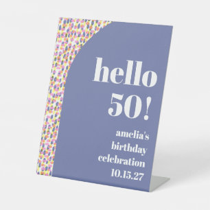 Cute Colourful Watercolor Dot Custom Birthday Part Pedestal Sign