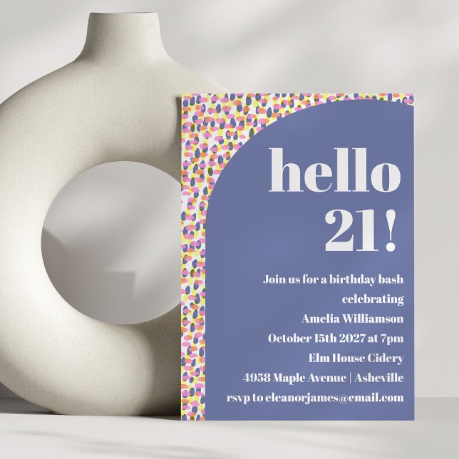 Cute Colourful Watercolor Dots 21st Birthday Party Invitation (Creator Uploaded)