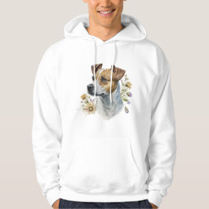 Cute Colourful Watercolor Floral Jack Russell Dog Hoodie
