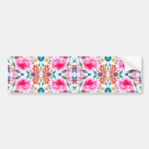 Cute colourful watercolor flowers bumper sticker