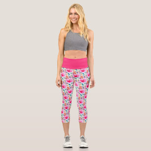 Cute colourful watercolor flowers license plate fr capri leggings