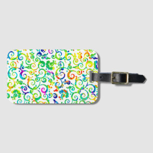 Cute colourful watercolor flowers luggage tag