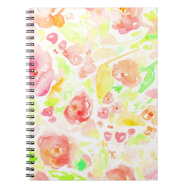 Cute colourful watercolor flowers notebook (Front)