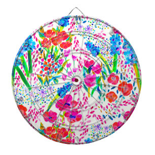 Cute colourful watercolor flowers pattern dartboard