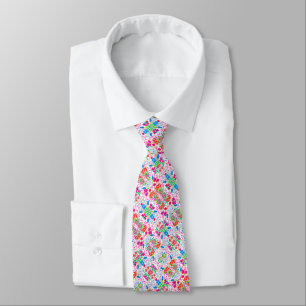 Cute colourful watercolor flowers pattern tie