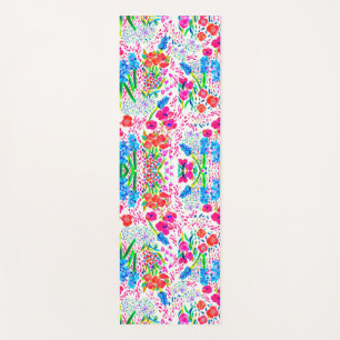 Cute colourful watercolor flowers pattern yoga mat