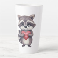 cute colourful watercolor racoon with heart