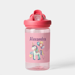 Cute Colourful Watercolor Unicorn Water Bottle