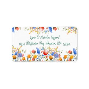 Cute & Colourful Watercolor Wildflower Design Label