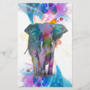 cute colourful watercolours splatters elephant