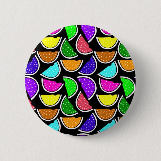 Cute colourful watermelon pattern 6 cm round badge (Front)